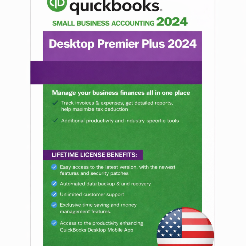 QuickBooks Desktop Premier Plus 2024 Windows 10/11 – Lifetime Access (1 User)