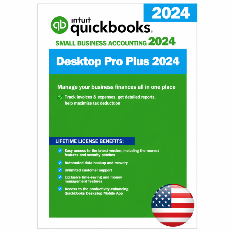 QuickBooks Desktop Pro Plus 2024 – Windows 10/11 – Lifetime Access (3 Users)
